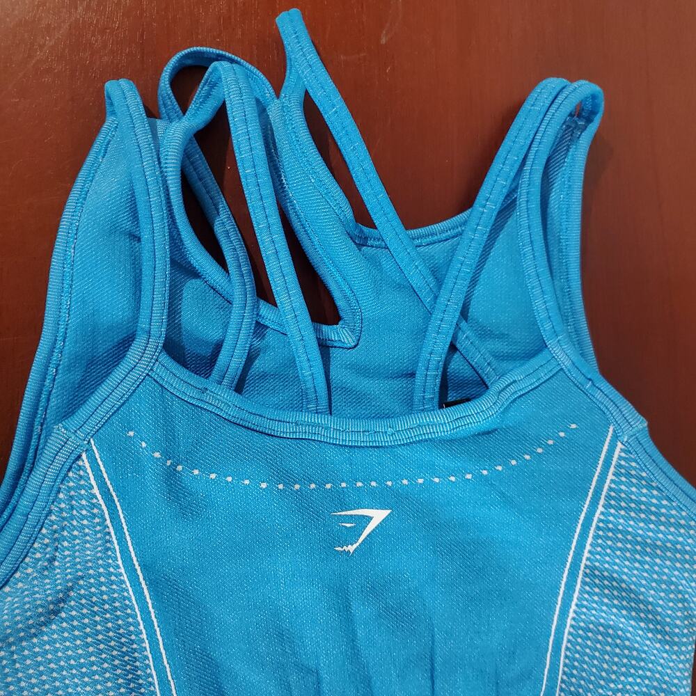 Gymshark Womens Ultra Seamless Ribbed Longline Sports Bralette Size XS Turquoise - Picture 3 of 7